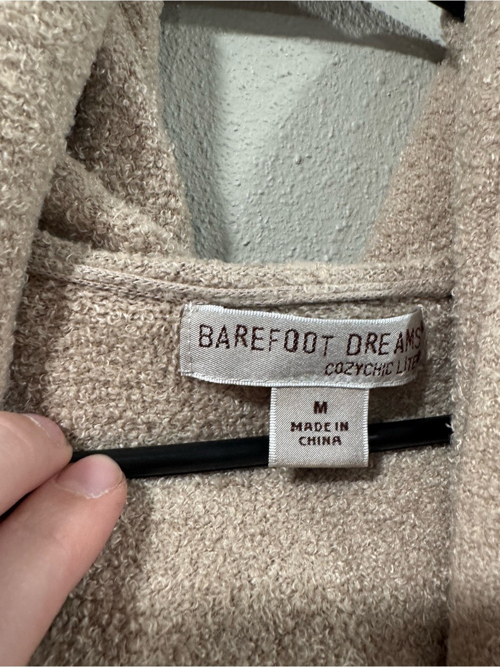 Barefoot Dreams Hooded Open-Front Teddy Cardigan in Beige - Picture 3 of 6